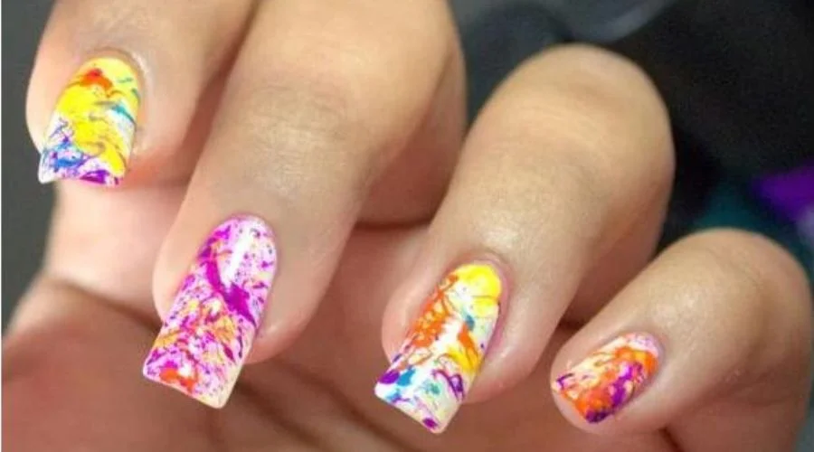 Paint Splatter Nail Art