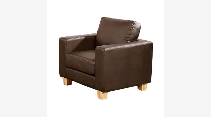 Chester Faux Leather Armchair Brown 