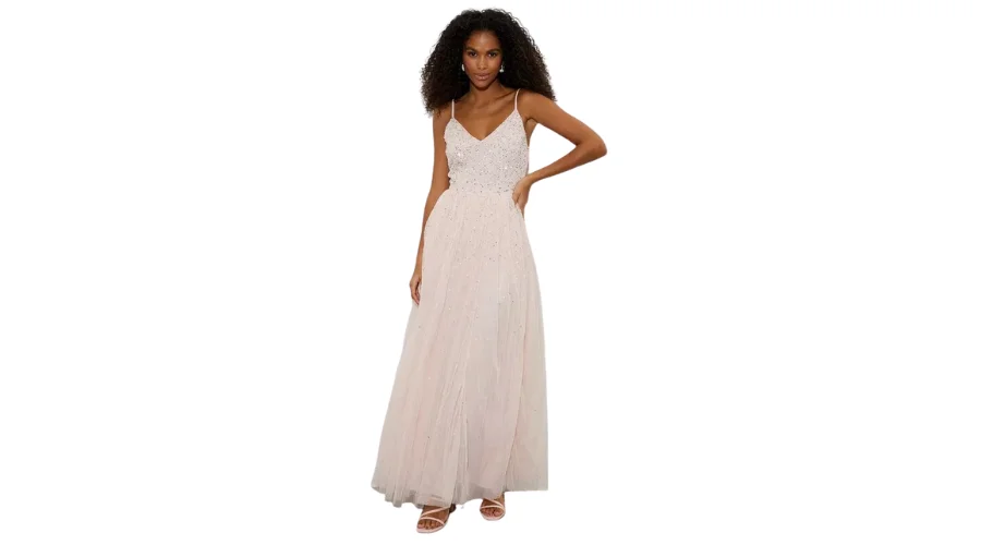 Embellished Strappy Tulle Maxi Dress | thesinstyle 