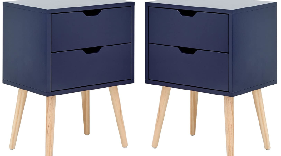 Nyborg Pair Of Two Drawer Bedside Tables Nightshadow | thesinstyle 