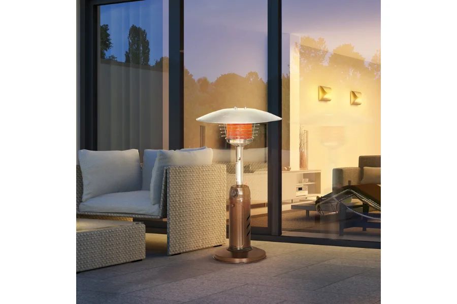 Outsunny Gas Patio Heater with Tip-over Protection - Brown