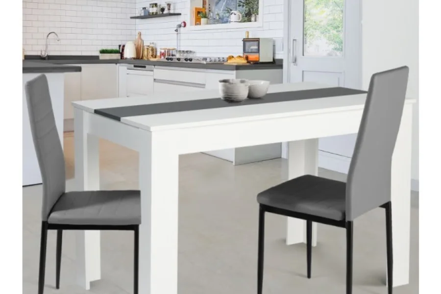 Rozy dining table 4 people white and gray 110 cm