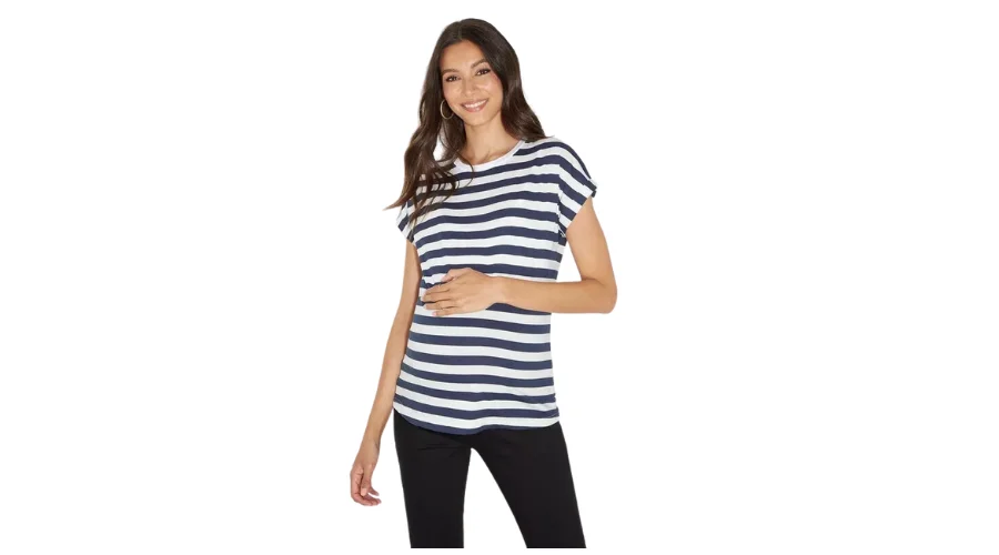 Stripe Roll Sleeve T Shirt | thesinstyle 