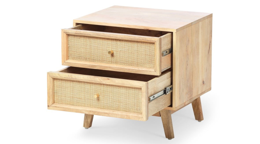 Venice 2 Drawer Rattan Bedside Table In Natural | thesinstyle 