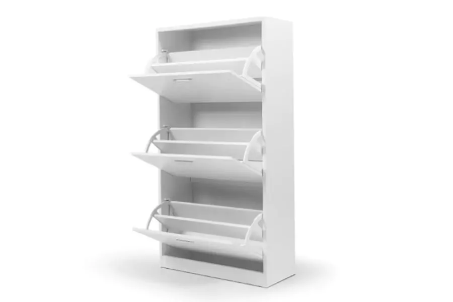 White 3-door shoe cabinet