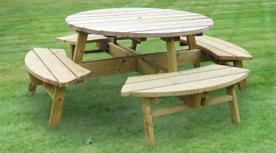 Zest Wooden Rose 8-Seater Round Picnic Table 