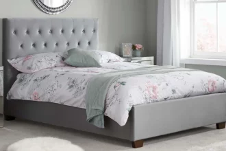 double bed with a headboard