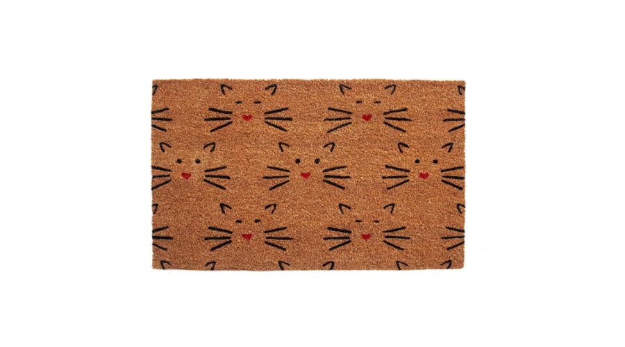 Love Cats Indoor/Outdoor Coir Doormat Black/Red