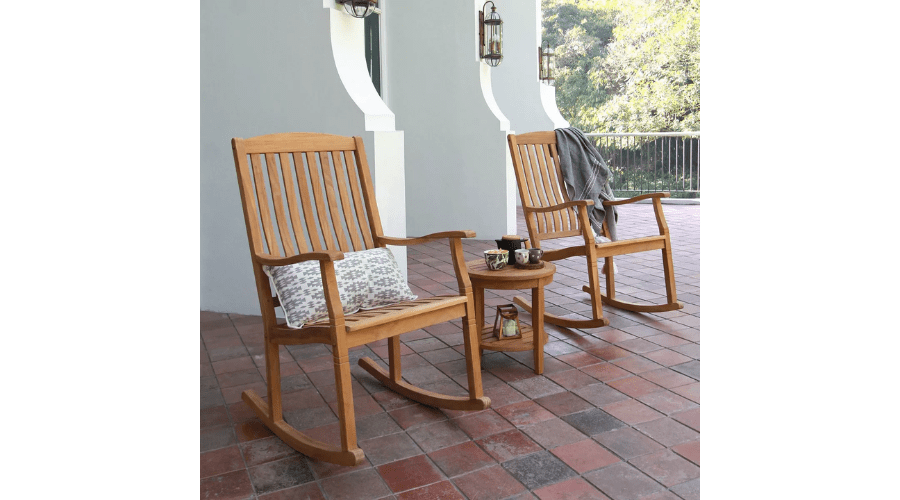 Cambridge Casual 3pc Sherwood Teak Outdoor Patio Small Space Chat Furniture Set