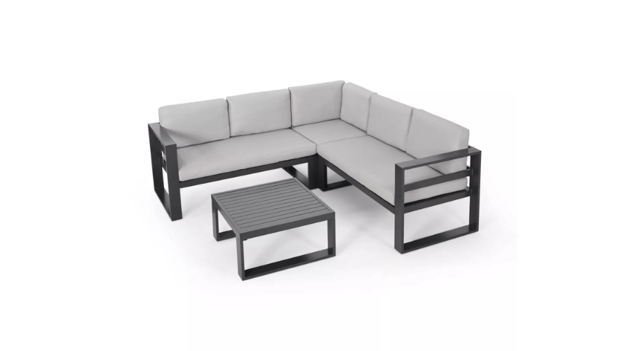 Dursley 4pc Aluminium Sofa Sectional Set - Gray/Beige