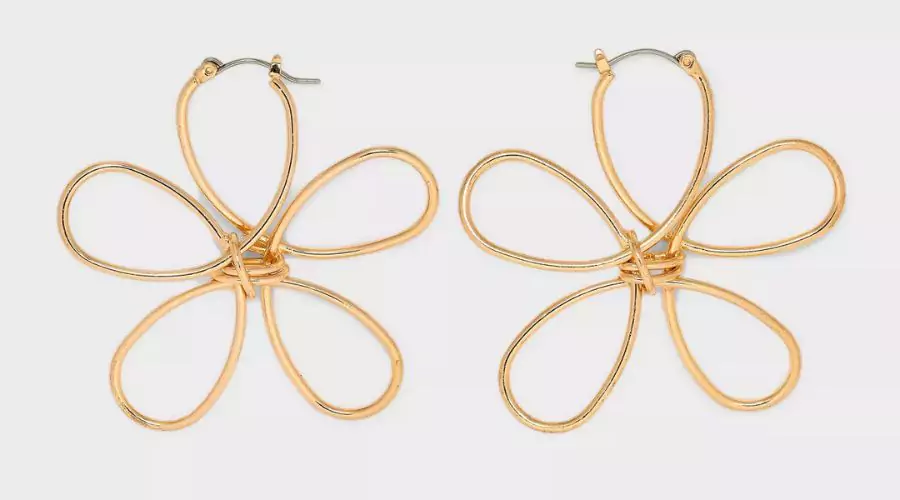Wild Fable Wire Flower Gold Hoop Earrings