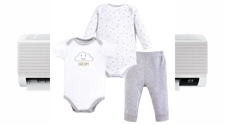 Baby Infant Unisex Bodysuit and Pant Set, Gray Clouds