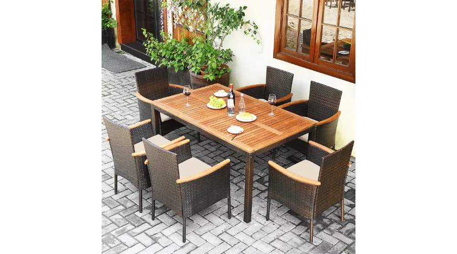 Costway 7PCS Patio Rattan Dining Set | Thesinstyle