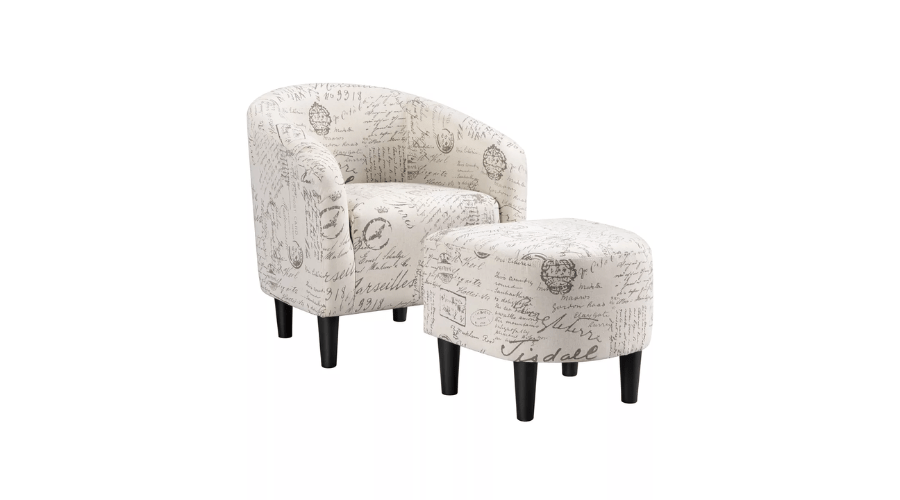 Fabric Upholstered Chair and Ottoman Set for Living Room | Thesinstyle