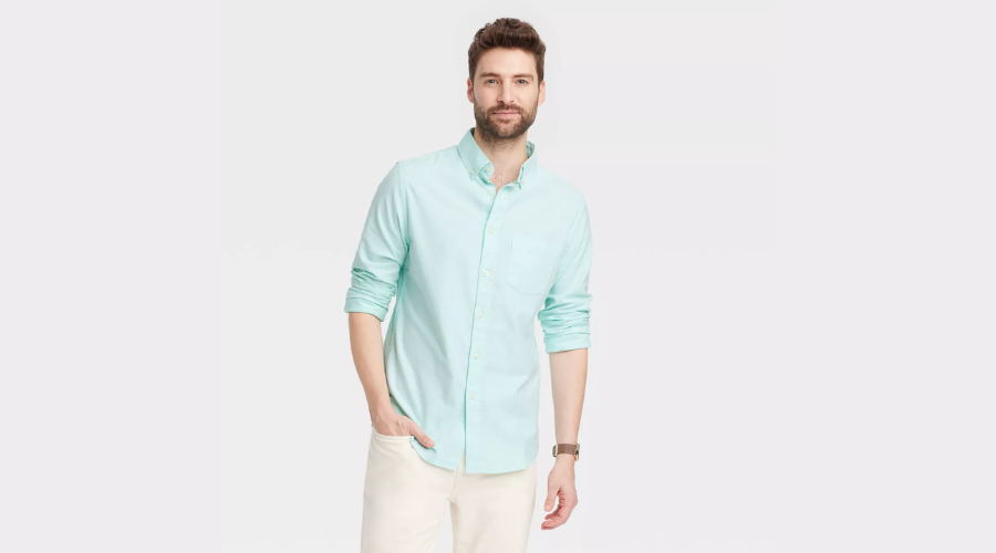 Men's Long Sleeve Collared Button-Down Shirt 