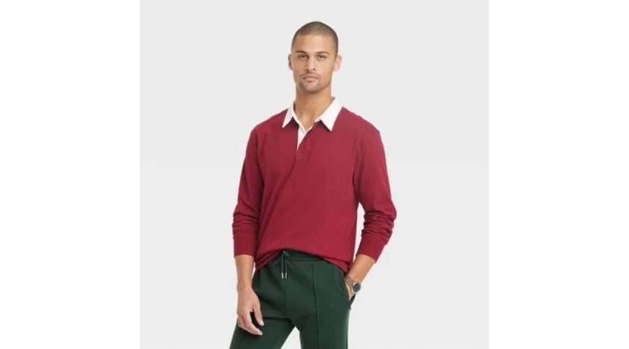 Men's Long Sleeve Rugby Polo Shirt - Goodfellow & Co | Thesinstyle