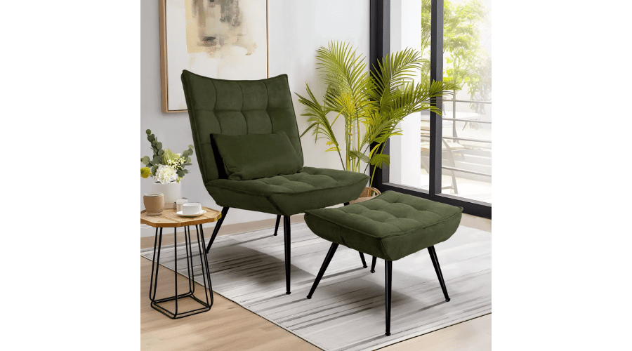 Neutypechic Upholstered Accent Chair with Ottoman | Thesinstyle