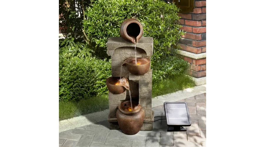Solar Powered Outdoor Waterfall Fountain | Thesinstyle