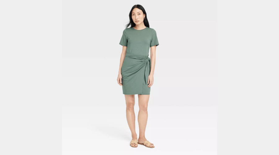 Women's Short Sleeve Mini T-Shirt Wrap Dress 