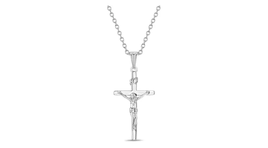 Girls’ Traditional Crucifix Cross Sterling Silver Necklace