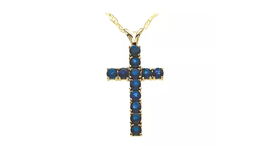 Pompeii3 1/15 Ct Genuine Blue Sapphire Cross Necklace