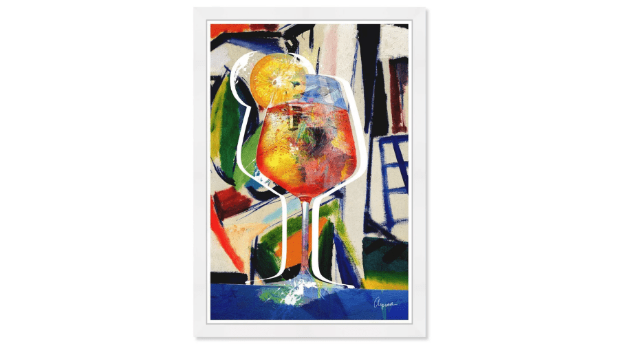 15" x 21" Aperol Cubist Kitchen Cocktail Framed Wall Art Print Blue - Wynwood Studio | Thesinstyle