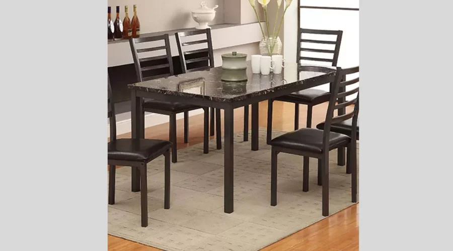 60 Larriston Faux Marble Top Dining Table Black - HOMES Inside + Out