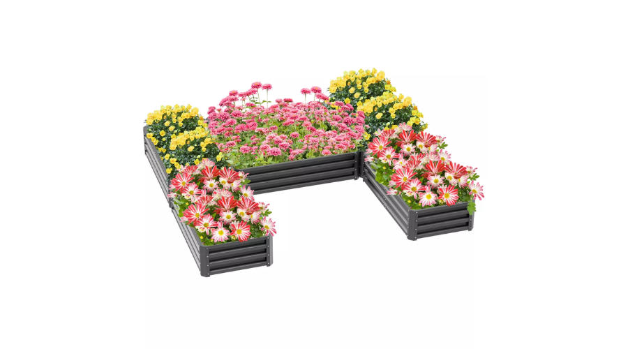 Outsunny 8 x 8' Raised Garden Bed Set, Large Steel Flower Planters for Outdoor Plants, Easy Assembly for Vegetables, Herbs