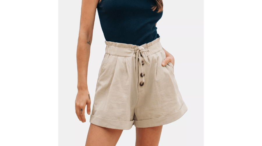 Women's Khaki Drawstring Paperbag Shorts - Cupshe | Thesinstyle