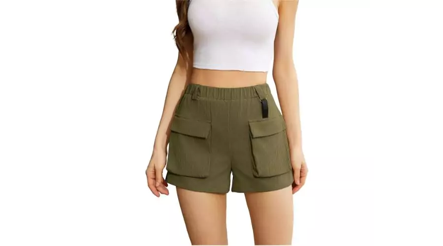 Women’s High Waist Cargo Shorts with Pockets