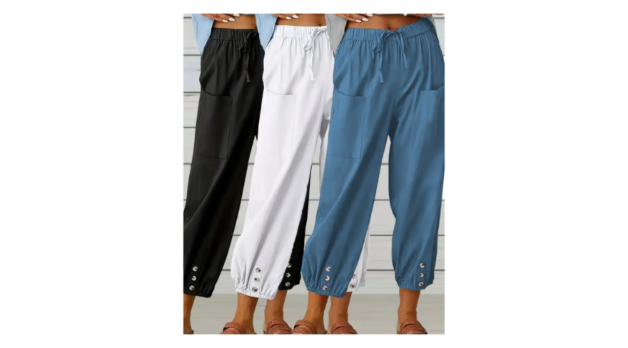 3-Pack of Loose-Fitting Unisex Summer Pants with Pockets