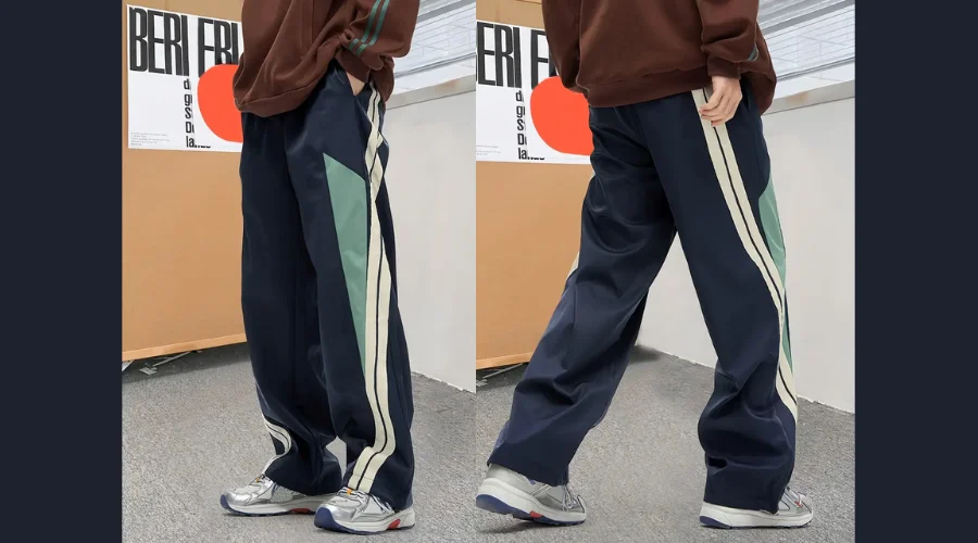 Men’s Side Striped Color-Matching Overalls Casual Pants