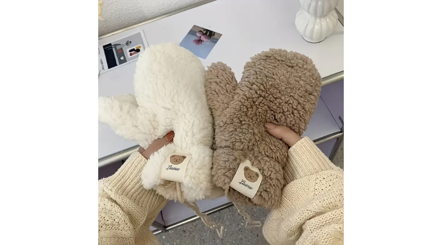 Winter Cashmere Bear Gloves