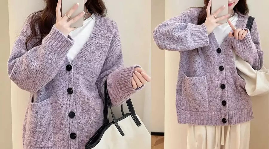 Elegant Women's Lavender Cardigan 