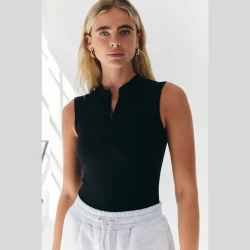 _In The Style Black Built In Bra Sculpt & Control Zip Front Bodysuit